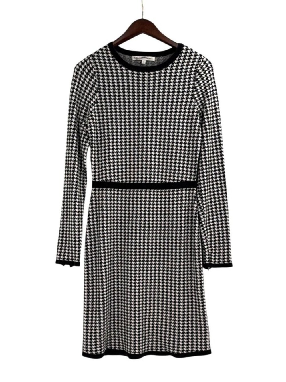 Mixt Heidi Weisel Womens Large Houndstooth Knit Long-Sleeve A-Line Dress Punk